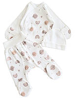 Комплект одягу дитячий 3 од. унісекс RoyalBaby Молочний з сонечком (інтерлок) на зріст 56, 0-3 міс