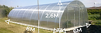 Теплиця Алмір 6×8м з квадратної труби Полікарбонат 4 мм (bigtorg.com)