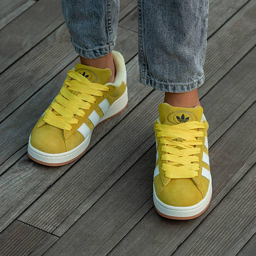 Женские кроссовки Adidas Campus 00s Yellow White, желтые замшевые ...
