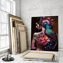 Картини за номерами 40*50 "Дівчина та павич" No1320, Strateg