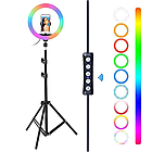 Кільцева LED лампа RGB MJ26 (26см) + штатив 2 метри, фото 4