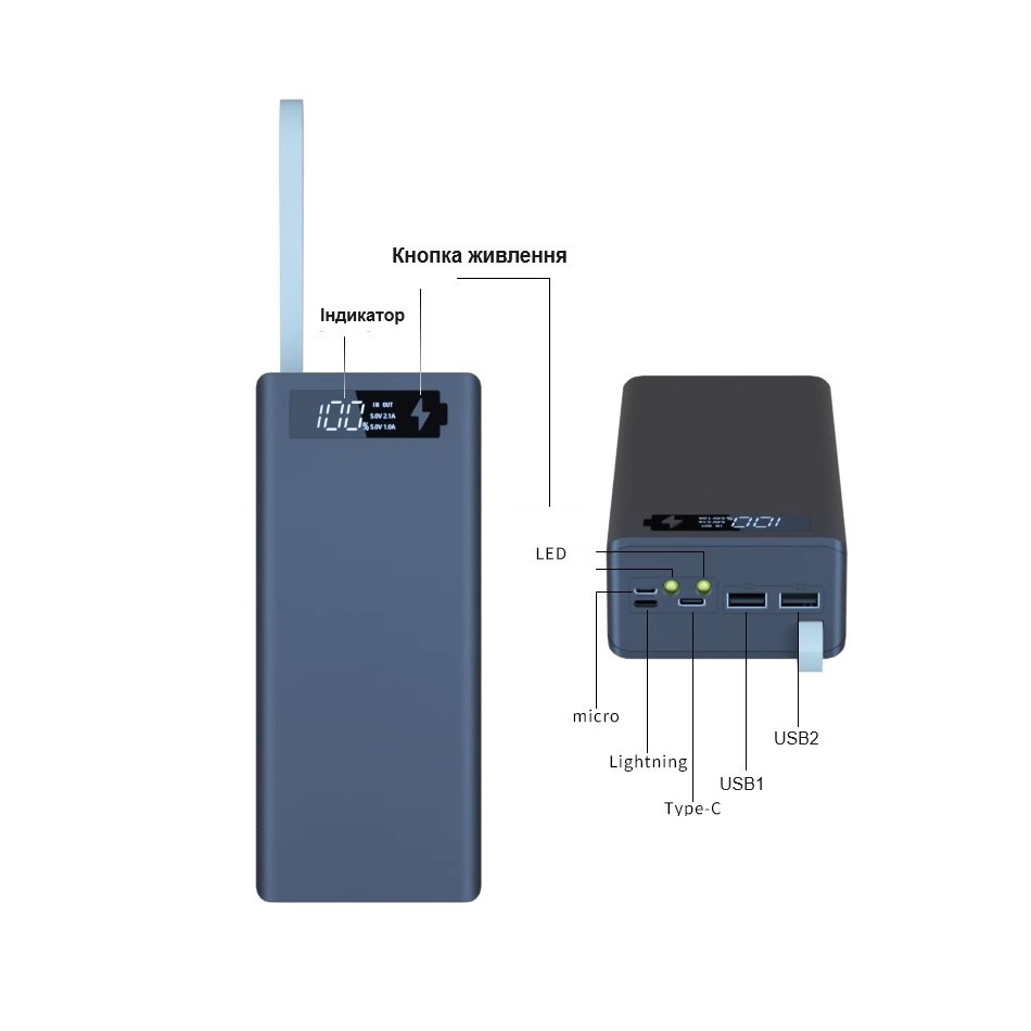 Корпус Павербанк PowerBank 16*18650 Type-C 2А, lightning