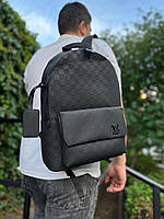 Кожаный рюкзак Louis Vuitton луи витон мужской на каждый день, Стильный практичный рюкзак черный