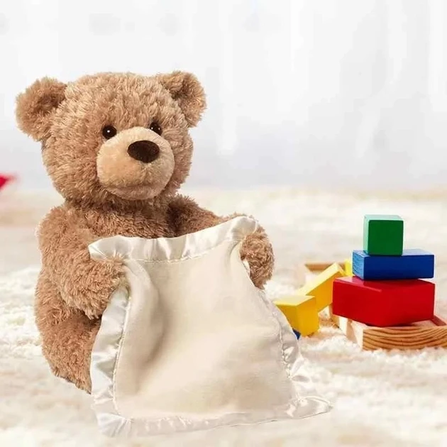 Дитяча інтерактивна плюшева іграшка російськомовна для малюка Ведмедик Пікабу Peekaboo Bear Brown 30 см Коричне