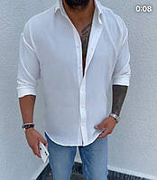 Мужская модная рубашка супер софт 52-54,56-58 голубой,бежевый,черный,белый