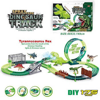 Автотрек динозаври (світло, звук, дино майданчик, 175 елементів, довжина треку 405 см, аксесуари) 351
