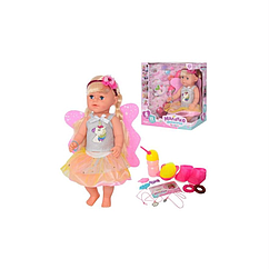 Лялька пупс Сестра з крилами феї, шарнірні коліна, висота 42см з аксесуарами.