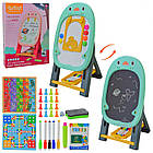 Дитячий двосторонній мольберт для малювання і творчості 3 в 1 з настільними іграми., фото 7