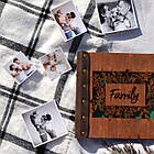 Альбом з дерева / фотоальбом на подарунок  / 23x23 см. крафтбук "Family", фото 5