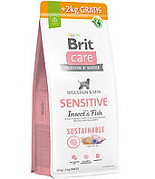 Brit Care Dog Sustainable Sensitive-Сухий корм для собак з чутливим травленням (риба та комахи) 12+2кг