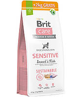 Brit Care Dog Sustainable Sensitive-Сухой корм для собак с чувствительным пищеварением(рыба и насекомые)12+2кг