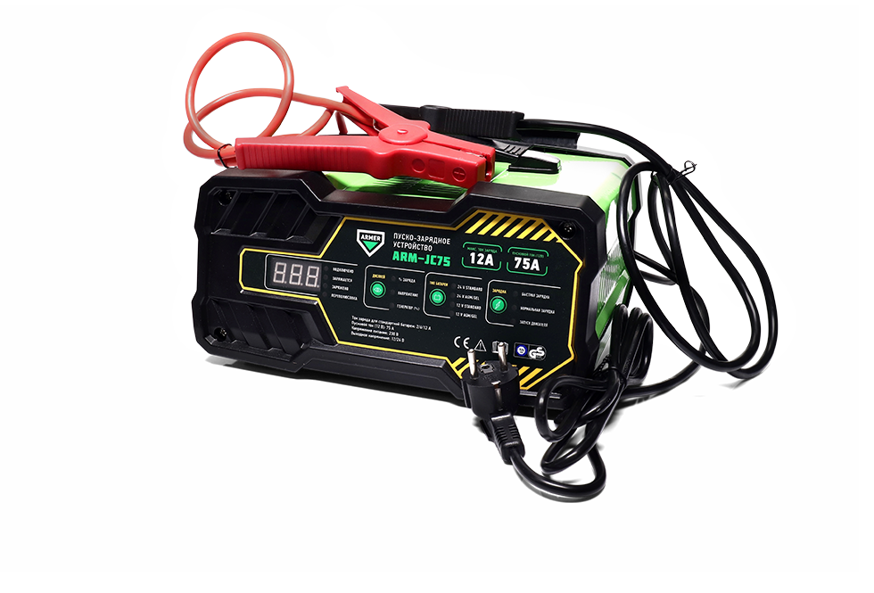 Пускозарядний пристрій, 12-24 V, 12A, 75A/12V (СТАРТ), ЦИФРОВА ПАНЕЛЬ LED ARM-JC75