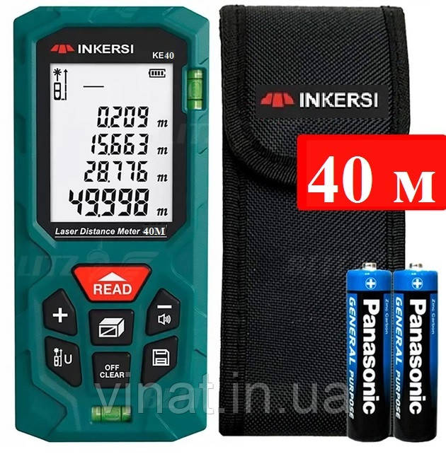 Лазерний далекомір INKERSI KE40 + батарейки Бірюзовий, фото 1