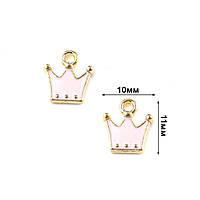 Подвеска "Корона" Золото с розовой эмалью 1шт 10*11мм PDZ019