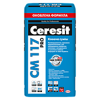 CERESIT CM 117 PRO(25кг)Полімерцементна, армована мікроволокнами клеюча суміш, для облицювання поверхонь плитками з каменю