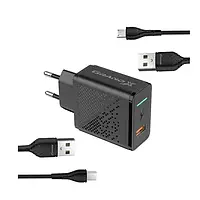 Сетевое зарядное устройство для телефона Grand-X CH-650MT Black (Fast Charge 3-в-1 QC 3.0, FCP, AFC, 18 W +