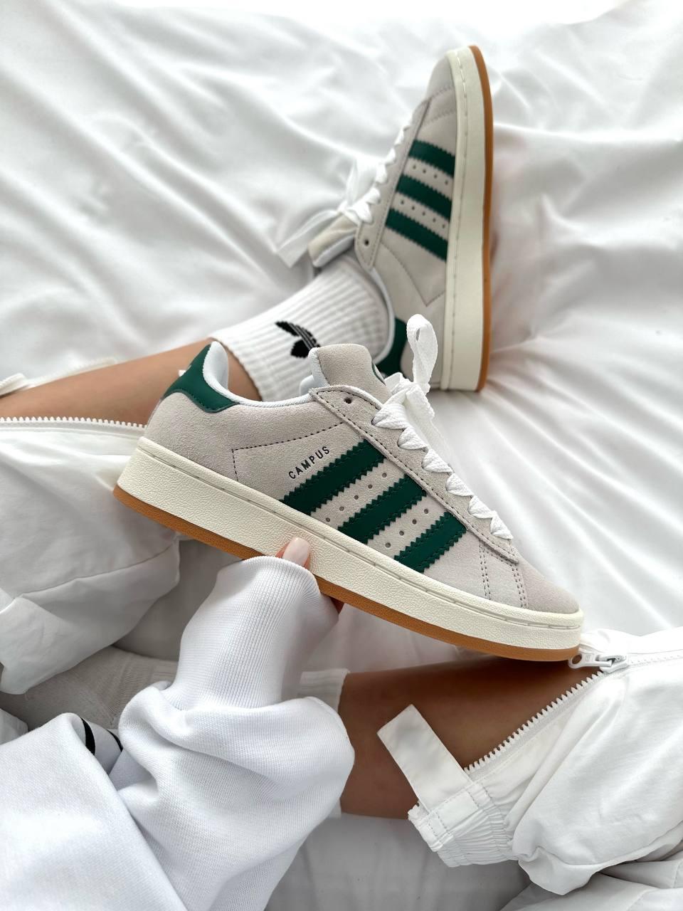 Кросівки жіночі Adidas Campus 00s Beige Green бежеві осінь весна кеди на товстій підошві адідас кампус