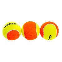 Мячи для большого тенниса Zelart Weilepu T966 3 мяча в комплекте Orange-Yellow