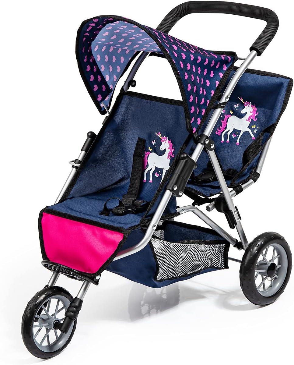 Коляска для двох ляльок Bayer Design Twin Duo Navy Unicorn (39154AA)