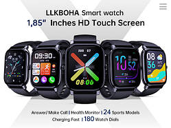 Розумний годинник LLKBOHA з функцією виклику, розумний годинник із сенсорним екраном 1,85 дюйма для чоловіків і жінок