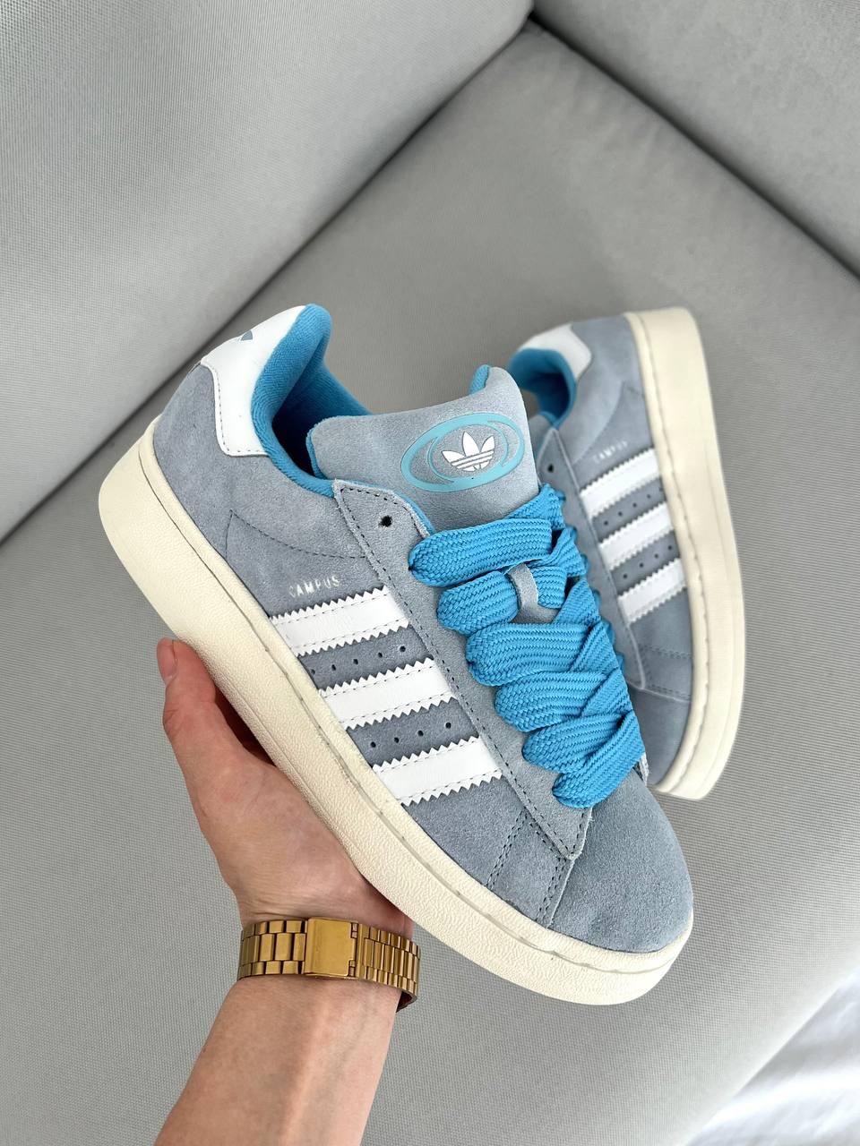 Кросівки жіночі Adidas Campus Blue White блакитні осінь весна кеди на товстій підошві адідас кампус