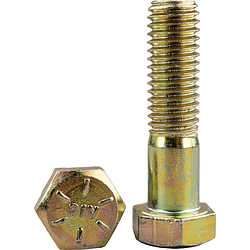 Болт дюймовий UNC Gr8 ASME B 18.2.1 HHCB/HCS з частковим різьбленням (жовтий цинк)