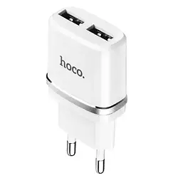 Мережевий зарядний пристрій для телефона Hoco C12 White (2USB + USB Cable iPhone 6 2.4A )