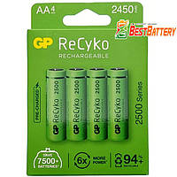 Аккумуляторы АА GP ReCyko+ 2500, 2450 mAh 4 шт. в блистере. Ni-Mh, RTU. Цена за уп. 4 шт.