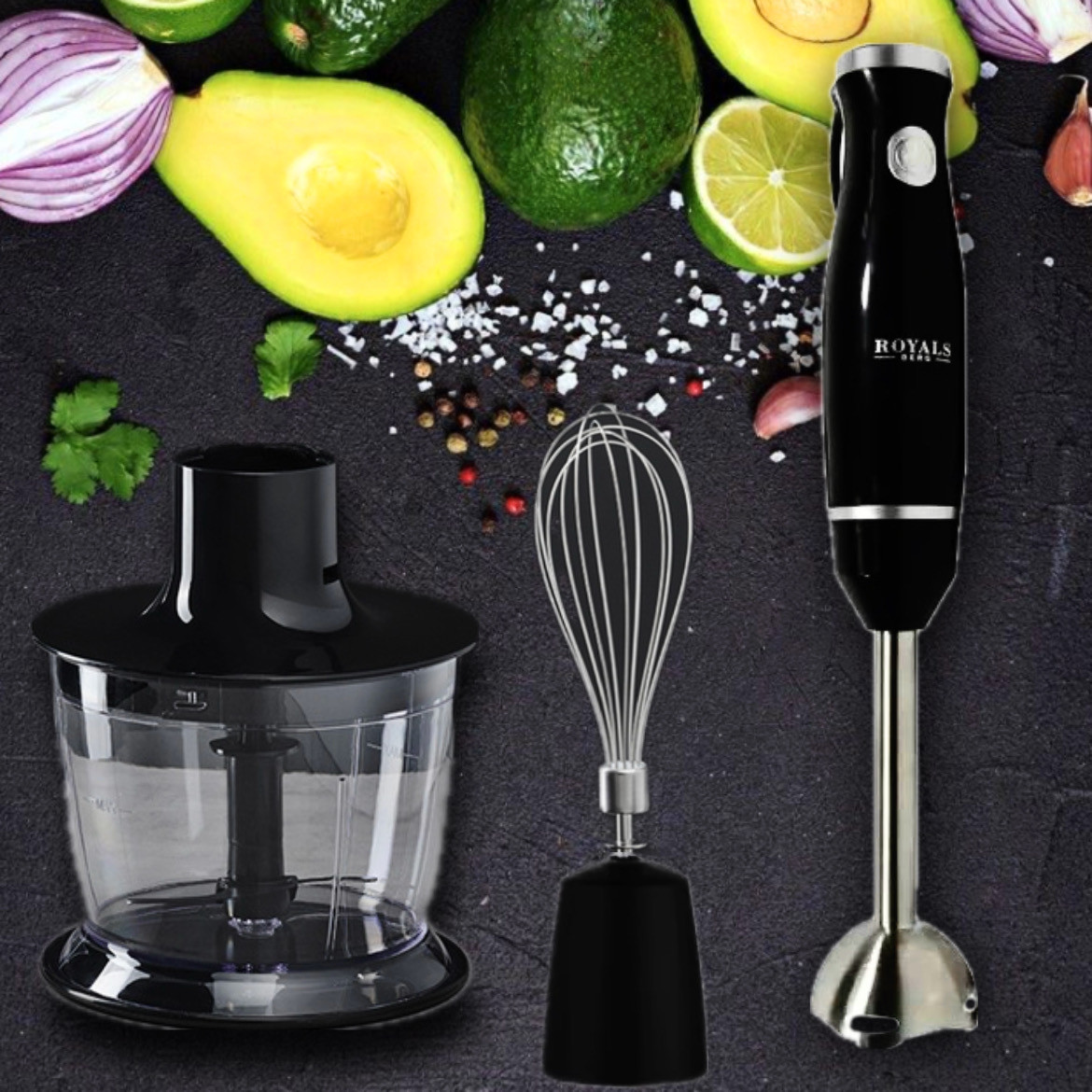 Блендер заглибний 3 в 1 Blender Set 500W ⁇ Багатофункціональний блендер Подрібнювач продуктів чорний