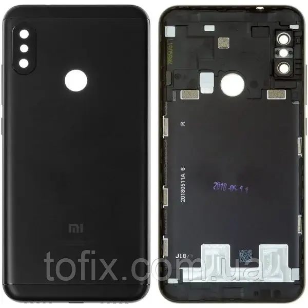 Задня панель корпусу (кришка акумулятора) Xiaomi Mi A2 Lite/Redmi 6 Pro зі склом камери, оригінал, Чорний
