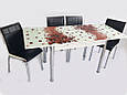 Комплект обідніх меблів "Квітка коричневий" (стол ДСП, гартоване скло + 4 стільці) Mobilgen, Туреччина, фото 6