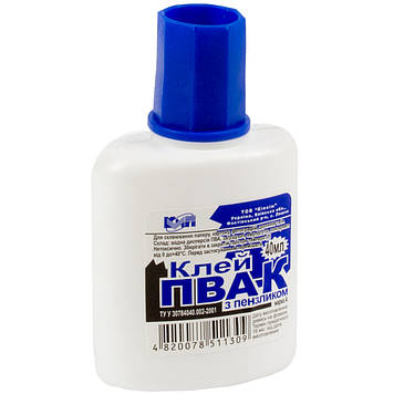Клей ПВА "КіП" 40мл з пензлик.(1)(45)