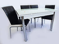 Комплект обеденной мебели "Beyaz" (стол ДСП, каленное стекло + 4 стула черных) Mobilgen, Турция