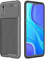 Силіконовий чохол бампер Карбон для Xiaomi Redmi 9a чорний протиударний