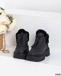 Зимові чорні черевики натуральна шкіра зима