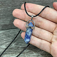 Натуральный камень Содалит кулон кристалл-шестигранник на шнурке экошелк - оригинальный подарок парню, девушке