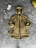 Куртка ветровка CP Company бежевая с линзами микрофлис Крутая мужская демисезонная парка Люкс качество
