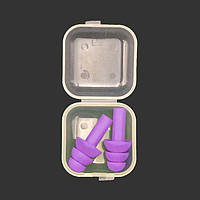 Беруши силиконовые с контейнером многоразовые для сна плавания полетов от шума и воды Фиолетовый (2656)
