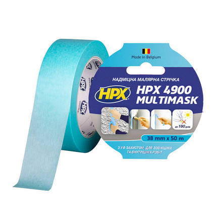 Стрічка малярська HPX 4900 MULTIMASK надміцна, 38 мм*50 м (блакитна), фото 1
