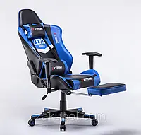Кресло геймерское Extreme Zero series черно-синее спортивное с подставкой для ног