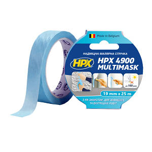 Стрічка малярська HPX 4900 MULTIMASK надміцна, 19 мм*25 м (блакитна)