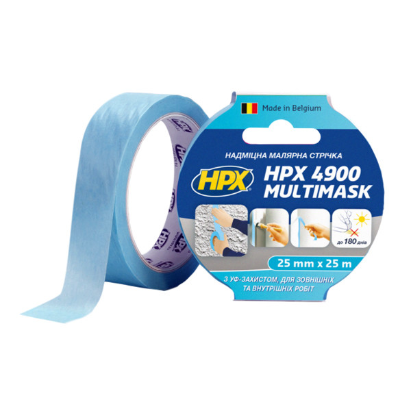 Стрічка малярна HPX 4900 MULTIMASK надміцна, 25 мм*25 м, блакитна