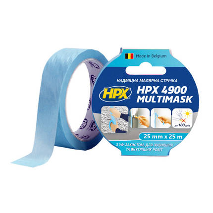 Стрічка малярна HPX 4900 MULTIMASK надміцна, 25 мм*25 м, блакитна, фото 1