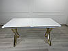 Стіл прямокутний обідній білий на золотих ніжках 200(275)х103х78  Леон-Б, фото 8