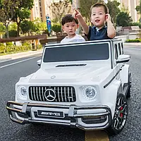 Детский электромобиль двухместный джип Mercedes G63 AMG белый