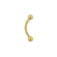 Микробанан (изогнутая штанга в бровь) Piercing медицинская сталь желтого цвета с шариками 1,2х8х4 (BBBPG)