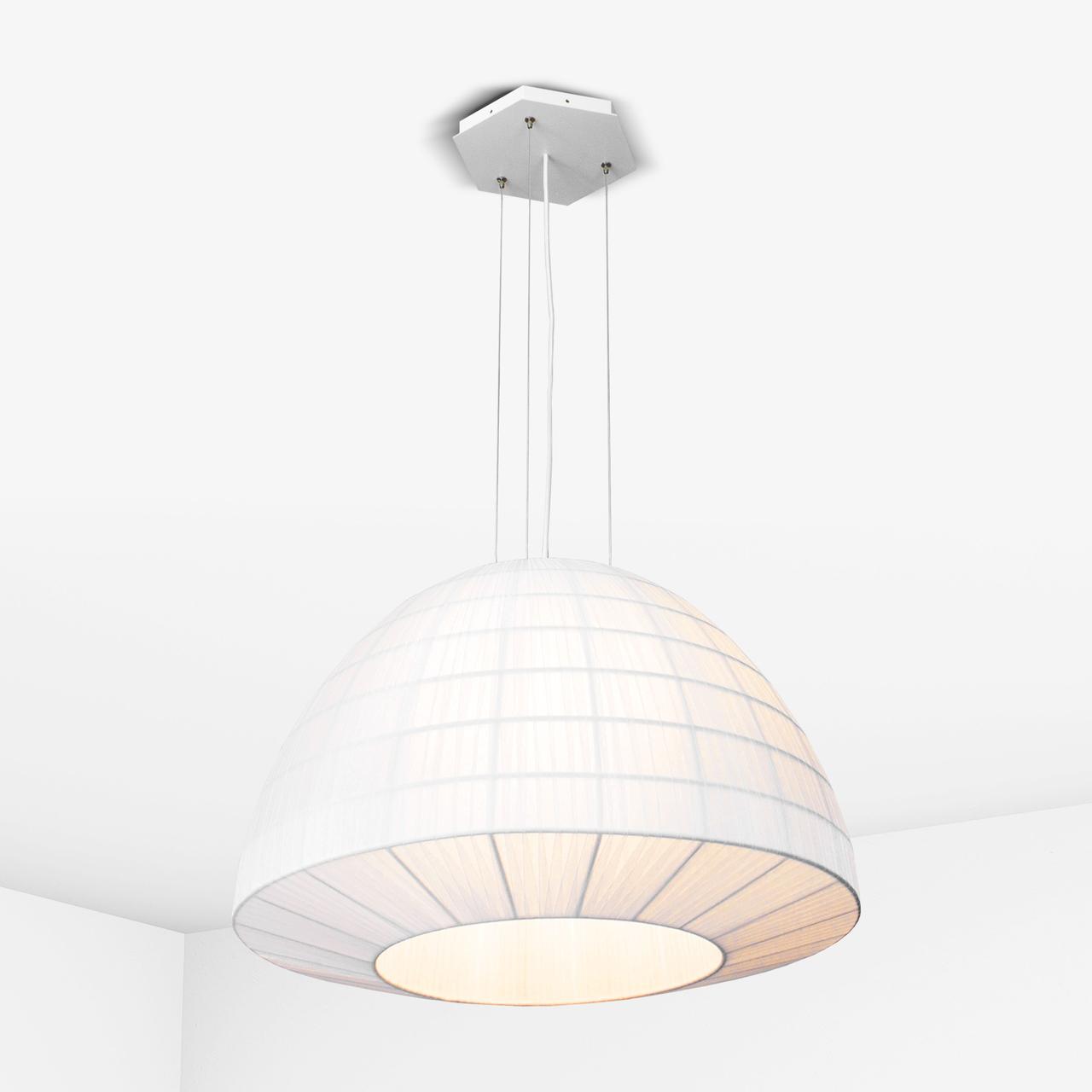 Люстра на тросі з білим текстильним плафоном Е27 60х138 см