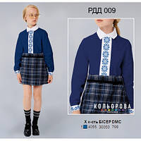 Заготовка под вышивку комбинированной рубашки для девочки (5-10 лет) ТМ КОЛЬОРОВА РДД-009