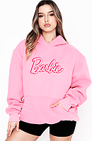 Женская розовая Теплое худи с принтом Barbie. Барби S-XL