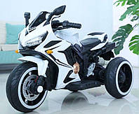 Детский мотоцикл на аккумуляторе 3-х колесный, электромотоцикл белый